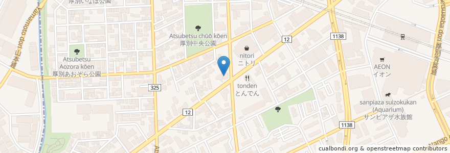 Mapa de ubicacion de 餃子の王将 en Japan, Präfektur Hokkaido, 石狩振興局, 札幌市, 厚別区.