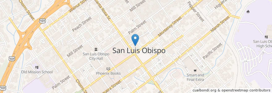 Mapa de ubicacion de San Luis Diagnostic Center en アメリカ合衆国, カリフォルニア州, San Luis Obispo County, San Luis Obispo.