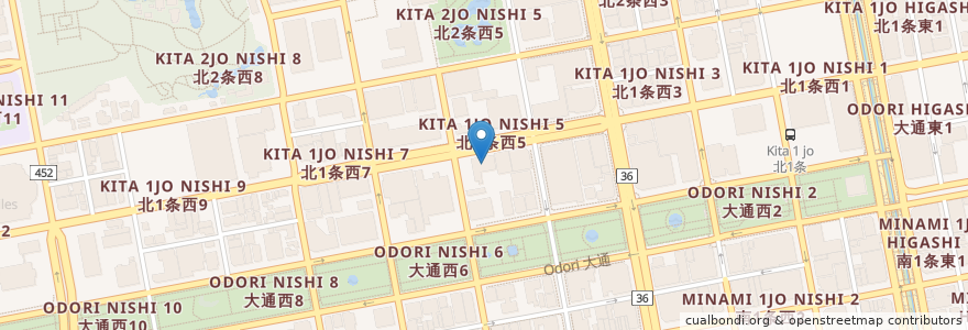 Mapa de ubicacion de 北海道労働金庫 en Japan, 北海道, 石狩振興局, Sapporo, 中央区.