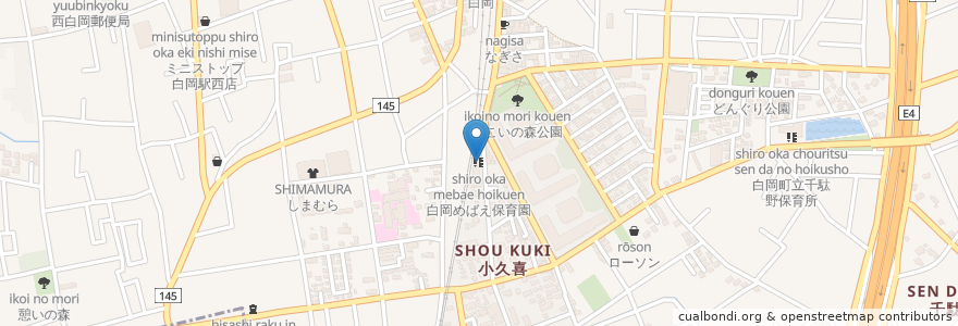 Mapa de ubicacion de 白岡めばえ保育園 en اليابان, 埼玉県, 白岡市.