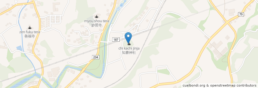 Mapa de ubicacion de 知勝神社 en 日本, 静岡県, 菊川市.