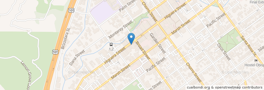 Mapa de ubicacion de Kreuzberg en Соединённые Штаты Америки, Калифорния, San Luis Obispo County, Сан-Луис-Обиспо.