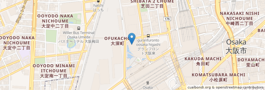 Mapa de ubicacion de グランフロント大阪郵便局 en Japan, Osaka Prefecture, Osaka, Kita Ward.