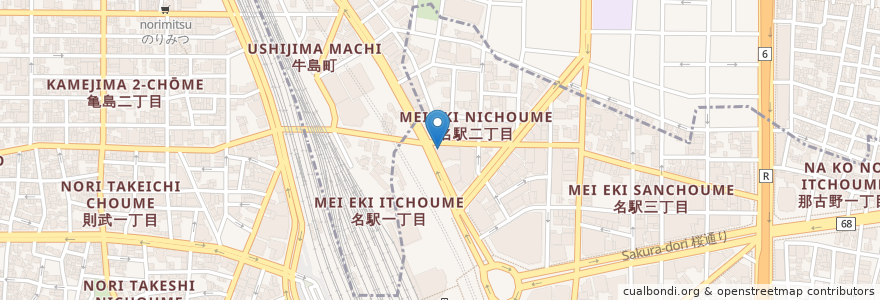 Mapa de ubicacion de マツモトキヨシ en 일본, 아이치현, 나고야 시, 中村区.