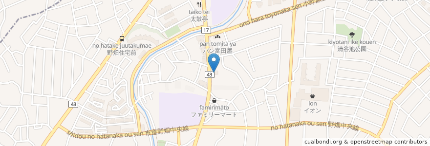 Mapa de ubicacion de Bakery Factory 豊中緑丘 en Japonya, 大阪府, 豊中市.