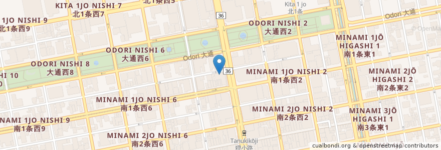Mapa de ubicacion de 日之出内科 en Japonya, 北海道, 石狩振興局, 札幌市, 中央区.