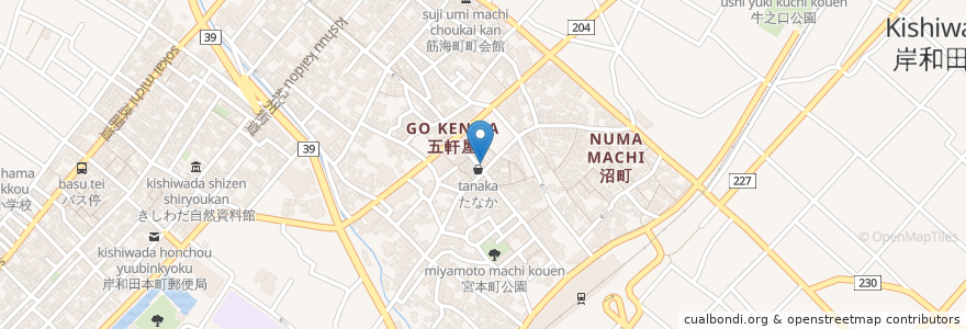 Mapa de ubicacion de 縁たく屋 en Japan, Osaka Prefecture, Kishiwada.