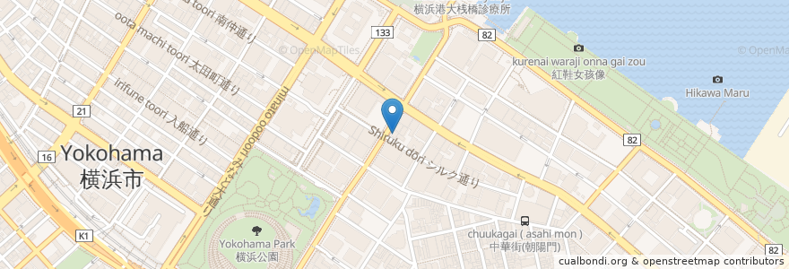 Mapa de ubicacion de かをり en 일본, 가나가와현, 요코하마시, 中区.