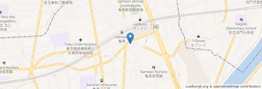 Mapa de ubicacion de 三菱UFJ銀行 en Jepun, 東京都, 足立区.