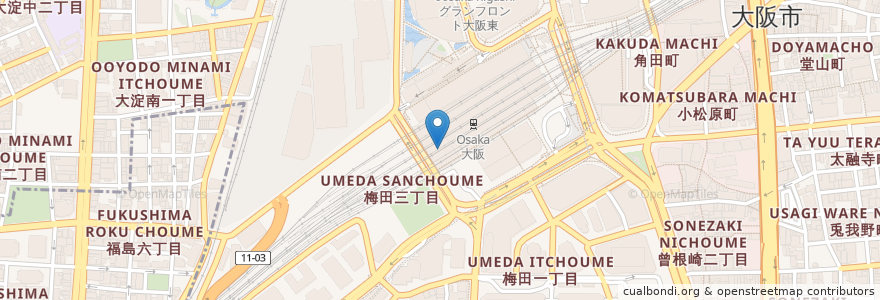 Mapa de ubicacion de Hokkyokusei en Japan, Osaka Prefecture, Osaka, Kita Ward.