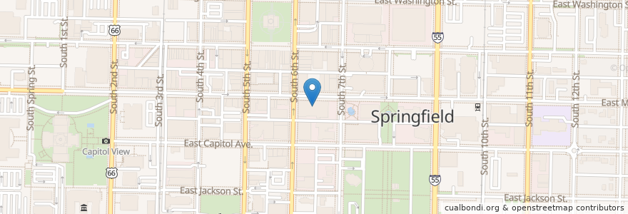 Mapa de ubicacion de Springfield Post Office en Estados Unidos De América, Illinois, Sangamon County, Springfield.