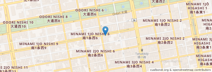 Mapa de ubicacion de ドトールコーヒーショップ en Japonya, 北海道, 石狩振興局, 札幌市, 中央区.