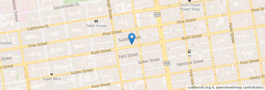 Mapa de ubicacion de Akira Japanese Restaurant en 미국, 캘리포니아주, 샌프란시스코, 샌프란시스코.