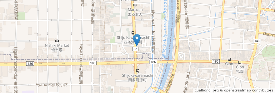 Mapa de ubicacion de Freshness Burger en Japón, Prefectura De Kioto, Kioto, 中京区.