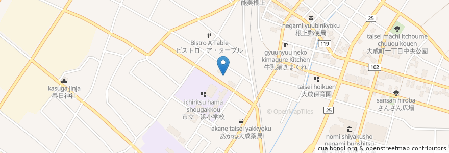 Mapa de ubicacion de 根上中央児童館 en 日本, 石川県, 能美市.