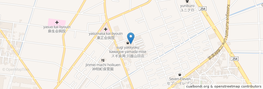 Mapa de ubicacion de スギ薬局 en Giappone, Prefettura Di Saitama, 川越市.