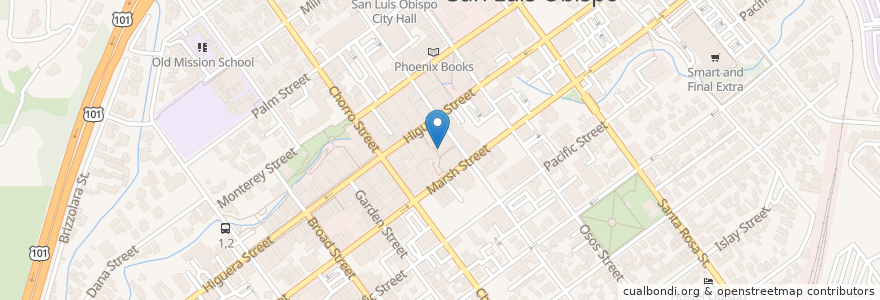 Mapa de ubicacion de Splash Cafe en États-Unis D'Amérique, Californie, San Luis Obispo County, San Luis Obispo.