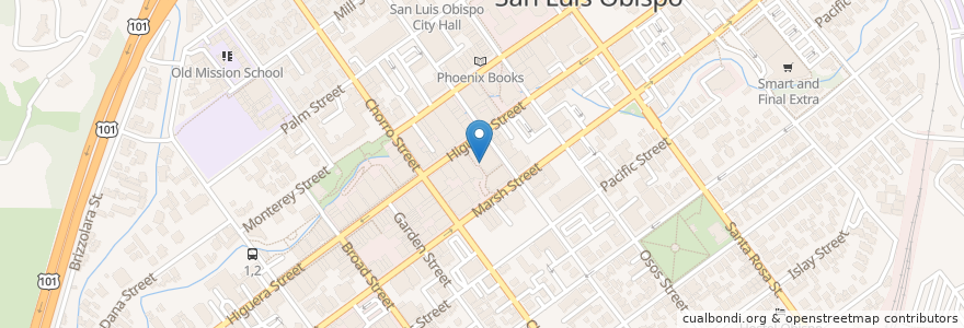 Mapa de ubicacion de Pizza Solo en États-Unis D'Amérique, Californie, San Luis Obispo County, San Luis Obispo.