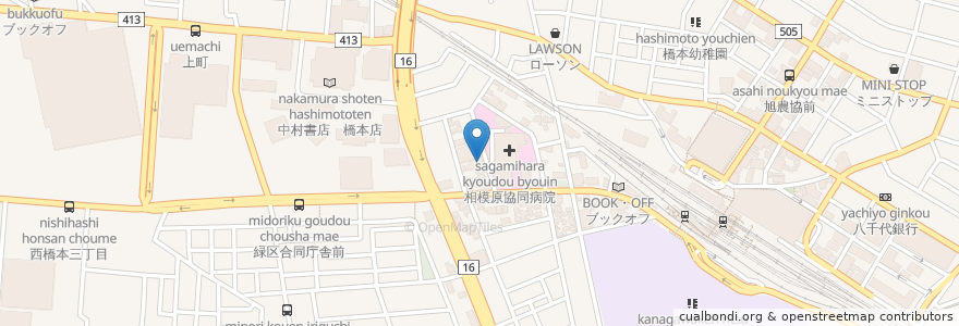 Mapa de ubicacion de ヤマグチ薬局 en Japon, Préfecture De Kanagawa, 相模原市, 緑区.