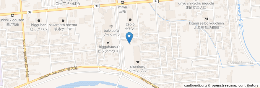 Mapa de ubicacion de 北の知床 en اليابان, محافظة هوكايدو, オホーツク総合振興局, 北見市.