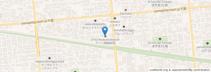 Mapa de ubicacion de アース動物病院 en 日本, 北海道, オホーツク総合振興局, 北見市.