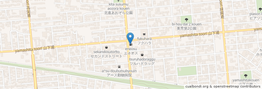 Mapa de ubicacion de エネオス en 日本, 北海道, オホーツク総合振興局, 北見市.