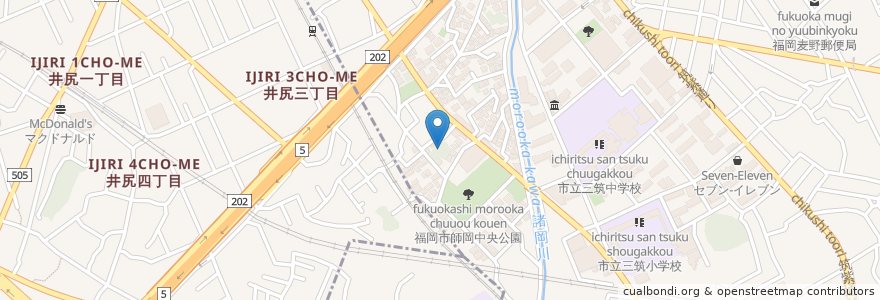 Mapa de ubicacion de 笹原八幡神社 en Япония, Фукуока, 福岡市, 博多区.