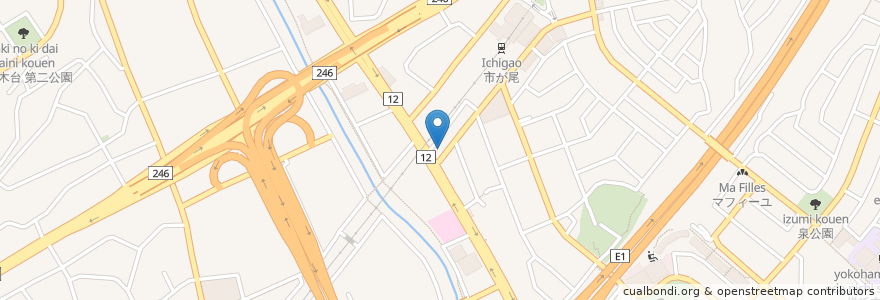 Mapa de ubicacion de スローダイニング＆バーKEYNZ en Japão, 神奈川県, 横浜市, 青葉区.