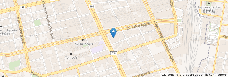 Mapa de ubicacion de 七十七銀行　本店 en Japon, Préfecture De Miyagi, 仙台市, 青葉区.