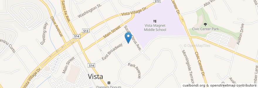 Mapa de ubicacion de Citrus/Broadway Parking Lot en United States, California, San Diego County, Vista.