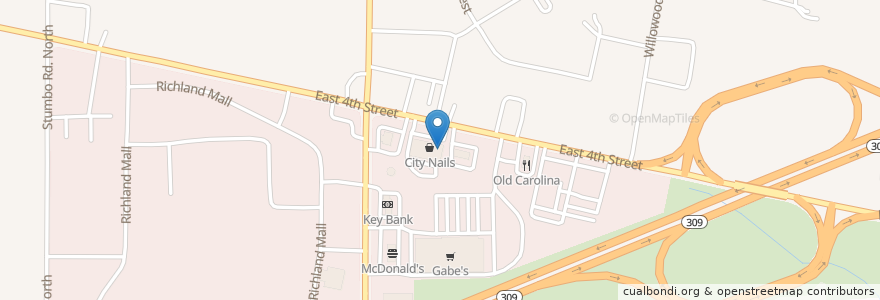 Mapa de ubicacion de Gemini Poker Club en 미국, 오하이오 주, Richland County, Springfield Township, Ontario.