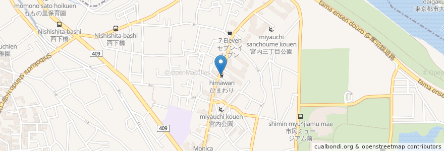 Mapa de ubicacion de ひまわり en Japão, 神奈川県, 川崎市, 中原区.