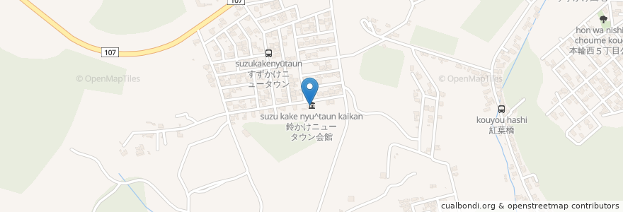 Mapa de ubicacion de 鈴かけニュータウン会館 en 日本, 北海道, 胆振総合振興局, 室蘭市.