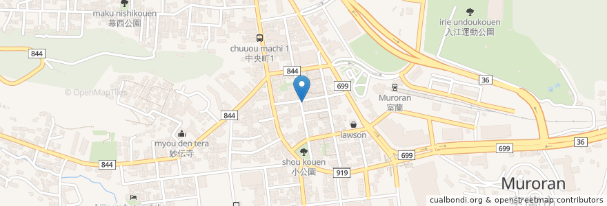 Mapa de ubicacion de 乃ざき肉鍋店 en Япония, Хоккайдо, Округ Ибури, Муроран.