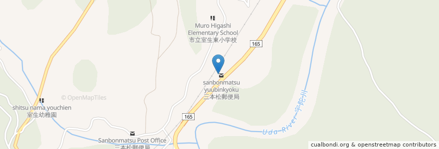 Mapa de ubicacion de 三本松郵便局 en 日本, 奈良県, 宇陀市.
