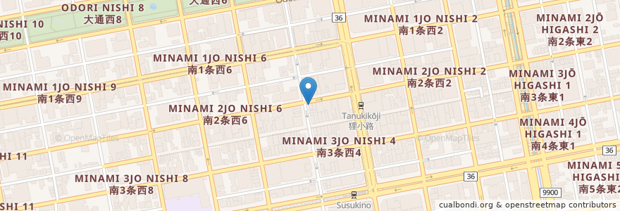 Mapa de ubicacion de 牛乃家 en Japan, Präfektur Hokkaido, 石狩振興局, 札幌市, 中央区.