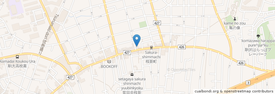 Mapa de ubicacion de カフェ　ラ・ボエム　桜新町 en Japan, Tokio, 世田谷区.