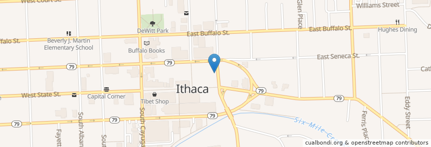 Mapa de ubicacion de Le Cafe Cent-Dix en 美利坚合众国/美利堅合眾國, 纽约州 / 紐約州, Tompkins County, Ithaca Town, Ithaca.
