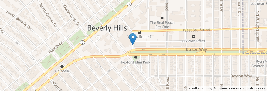 Mapa de ubicacion de Beverly Hills Bike Share en Vereinigte Staaten Von Amerika, Kalifornien, Los Angeles County, Los Angeles, Beverly Hills.