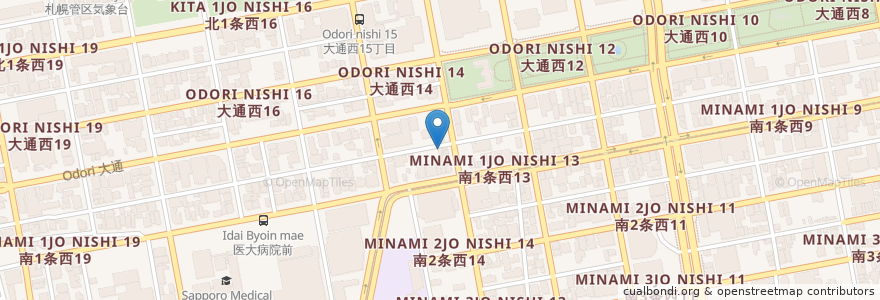 Mapa de ubicacion de 炭火焼八仙 en Japan, Präfektur Hokkaido, 石狩振興局, 札幌市, 中央区.