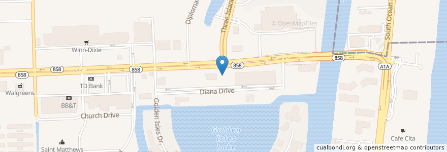 Mapa de ubicacion de PNC Bank en 미국, 플로리다주, Broward County, Hallandale Beach.