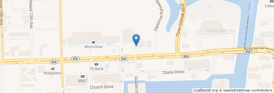 Mapa de ubicacion de Starbucks en Stati Uniti D'America, Florida, Broward County, Hallandale Beach.