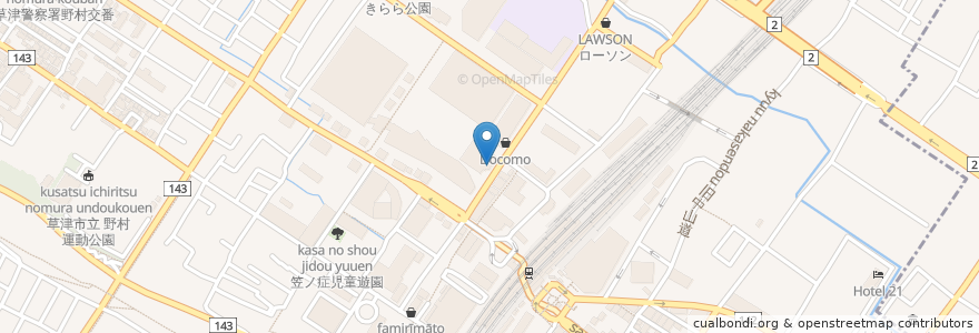 Mapa de ubicacion de 京都キョーワズ珈琲 en Japan, 滋賀県, 草津市.