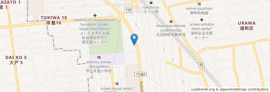 Mapa de ubicacion de 百歩ラーメン en اليابان, 埼玉県, さいたま市, 浦和区.