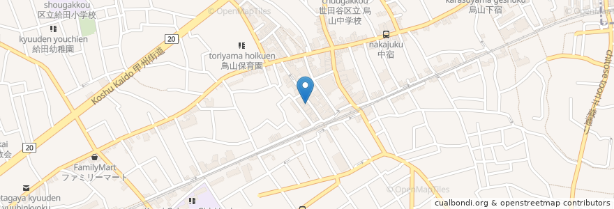 Mapa de ubicacion de 烏山飯店 en اليابان, 東京都, 世田谷区.