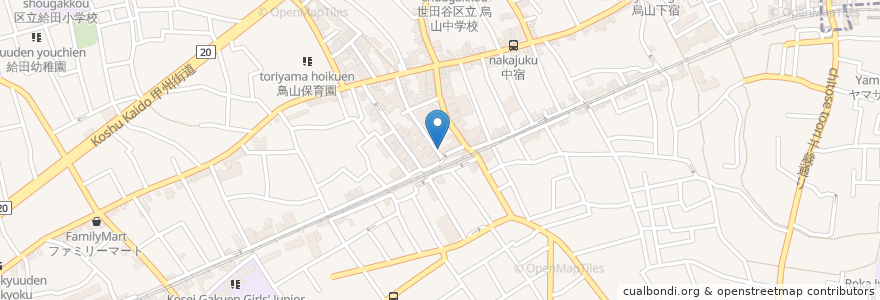 Mapa de ubicacion de カビール en 日本, 東京都, 世田谷区.