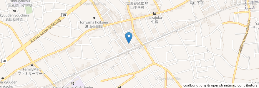 Mapa de ubicacion de KFC en ژاپن, 東京都, 世田谷区.