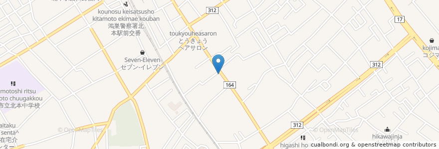 Mapa de ubicacion de 支那そば心麺 en 日本, 埼玉県, 北本市.