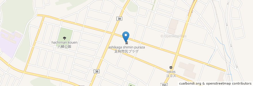 Mapa de ubicacion de 足利市民プラザ en ژاپن, 栃木県, 足利市.