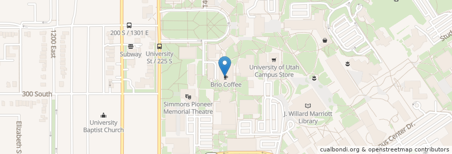 Mapa de ubicacion de Brio Coffee en ایالات متحده آمریکا, یوتا, Salt Lake County, Salt Lake City.